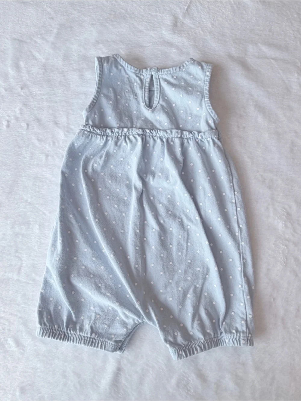 Simple Joys by Carters - Ligut Blue Polka Dot Romper with Pink Flamingos - 3-6m